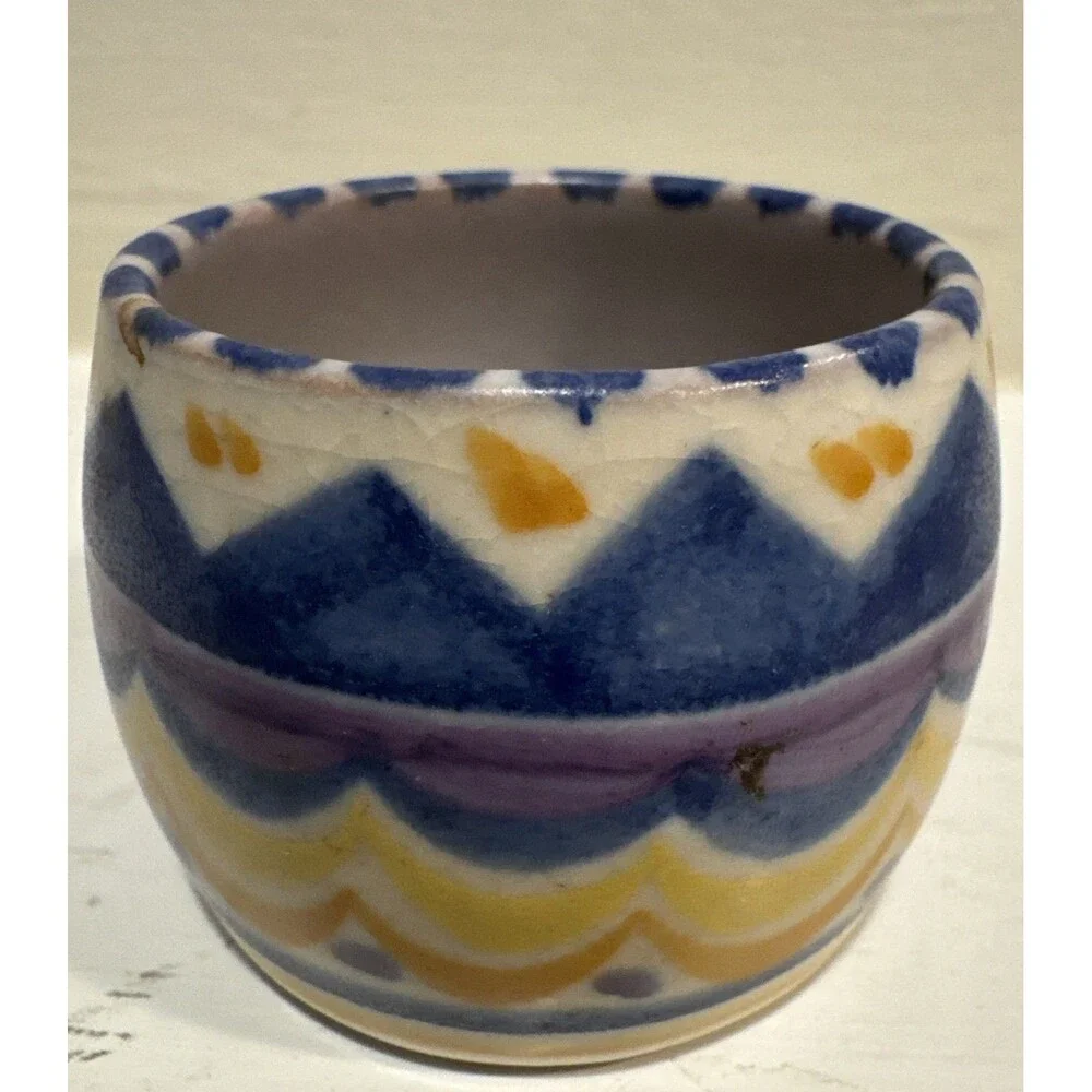 Vintage Poole Pottery Egg Cups Set of 3 Art Deco Hand Painted 211 England 18
